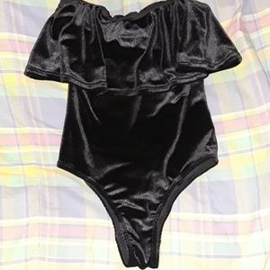 Blue life black velvet bodysuit/swimsuit